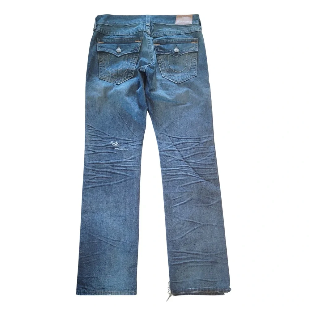 True Religion Geno Men's 32 Relaxed Slim Distressed Denim‎ Jeans USA Made
